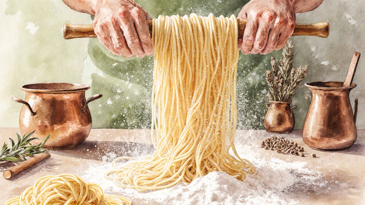 Ručně vytahované těstoviny v tradiční italské kuchyni